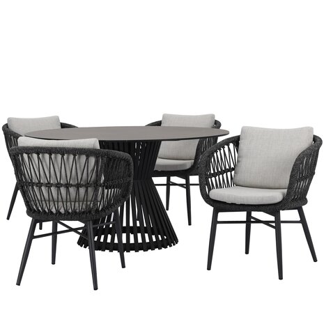 AVH-Collectie Arezzo Pasadena dining tuinset 140xH75 cm rond 5 delig