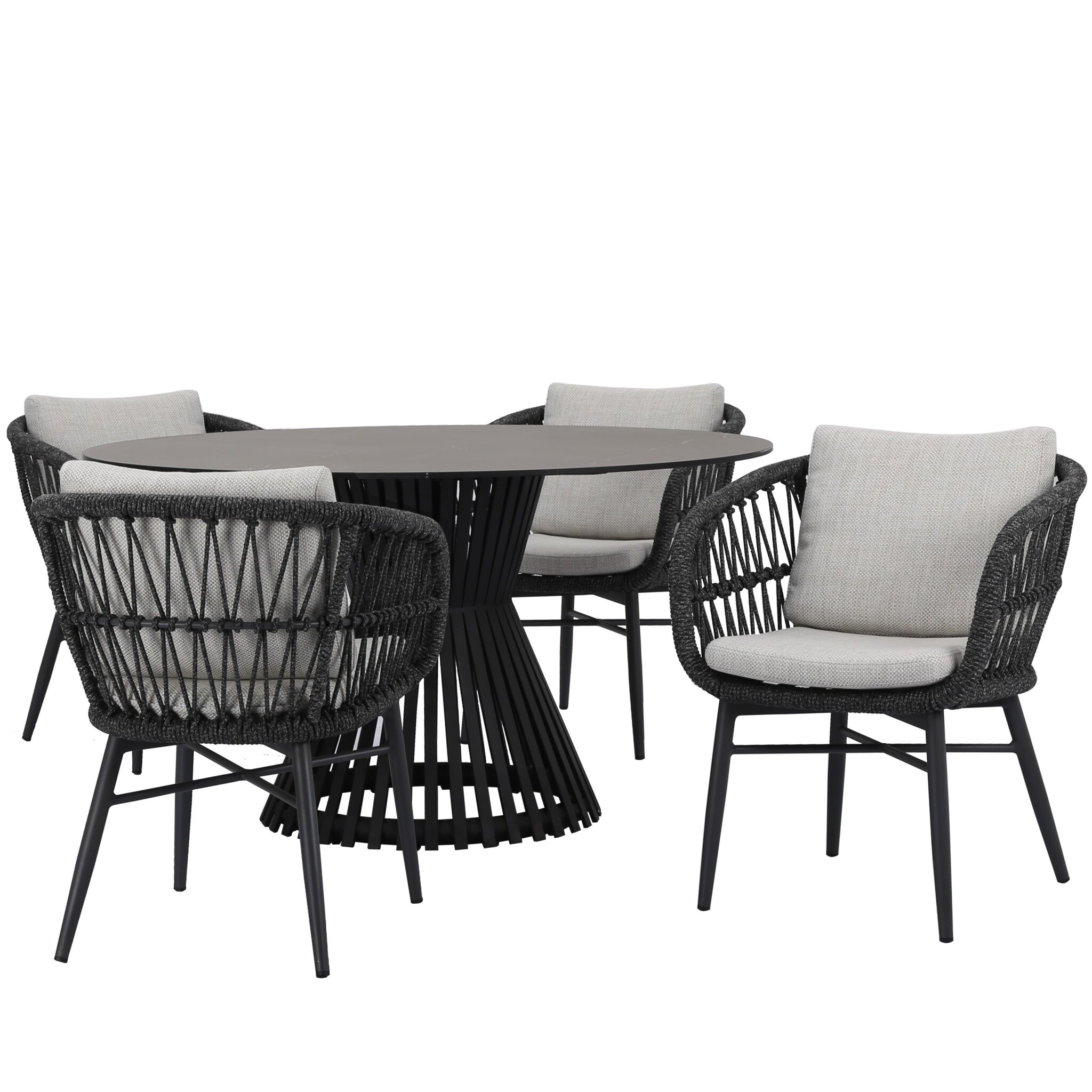 AVH-Collectie Arezzo Pasadena dining tuinset 140xH75 cm rond 5 delig
