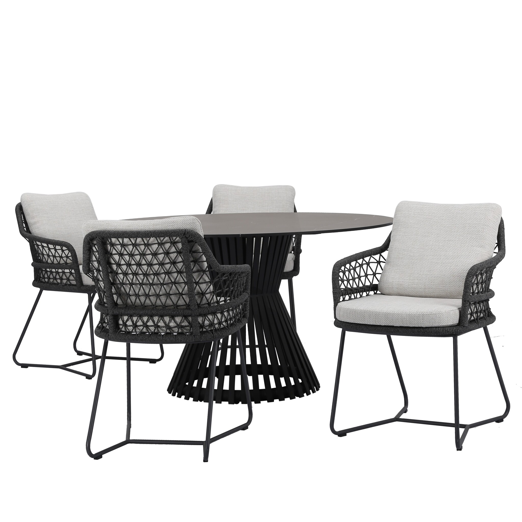 AVH-Collectie Taranto Pasadena dining tuinset 140xH75 cm 5 delig antraciet