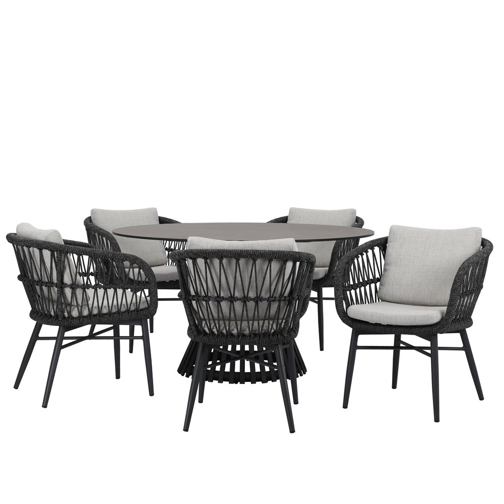 AVH-Collectie Arezzo Pasadena dining tuinset 140xH75 cm rond 6 delig