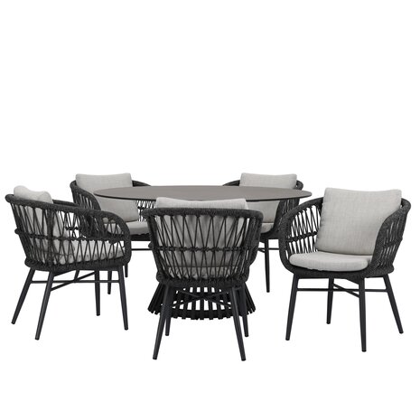 AVH-Collectie Arezzo Pasadena dining tuinset 140xH75 cm rond 6 delig