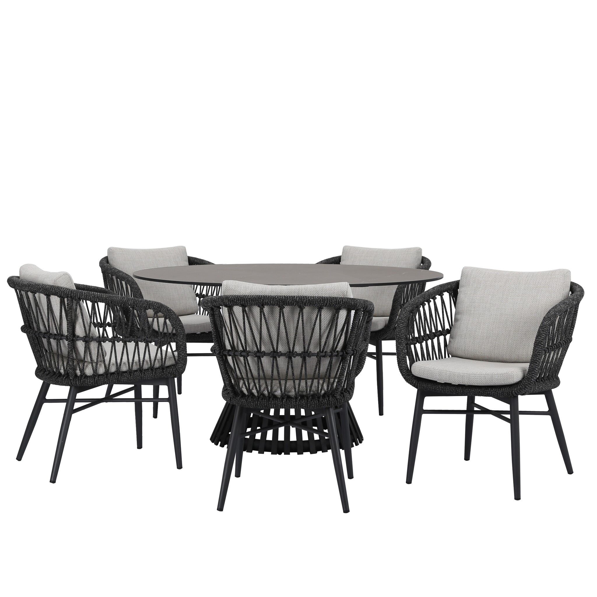 AVH-Collectie Arezzo Pasadena dining tuinset 140xH75 cm rond 6 delig