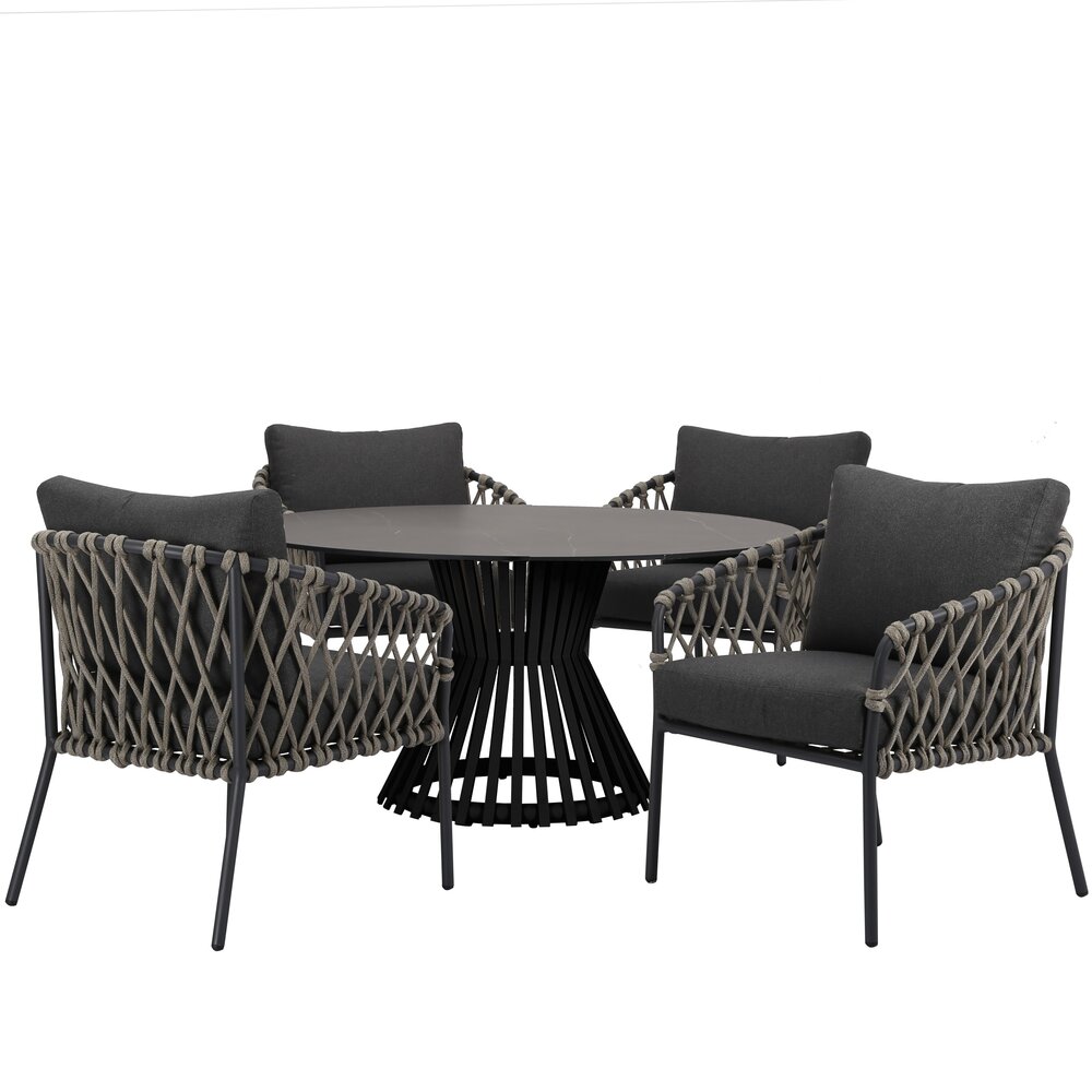 AVH-Collectie Amalfi Pasadena low dining tuinset 5 delig antraciet