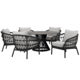 AVH-Collectie Arezzo Pasadena low dining tuinset 140xH69 cm 6 delig antraciet AVH-Collectie Arezzo Pasadena low dining tuinset 140xH69 cm 6 delig antraciet