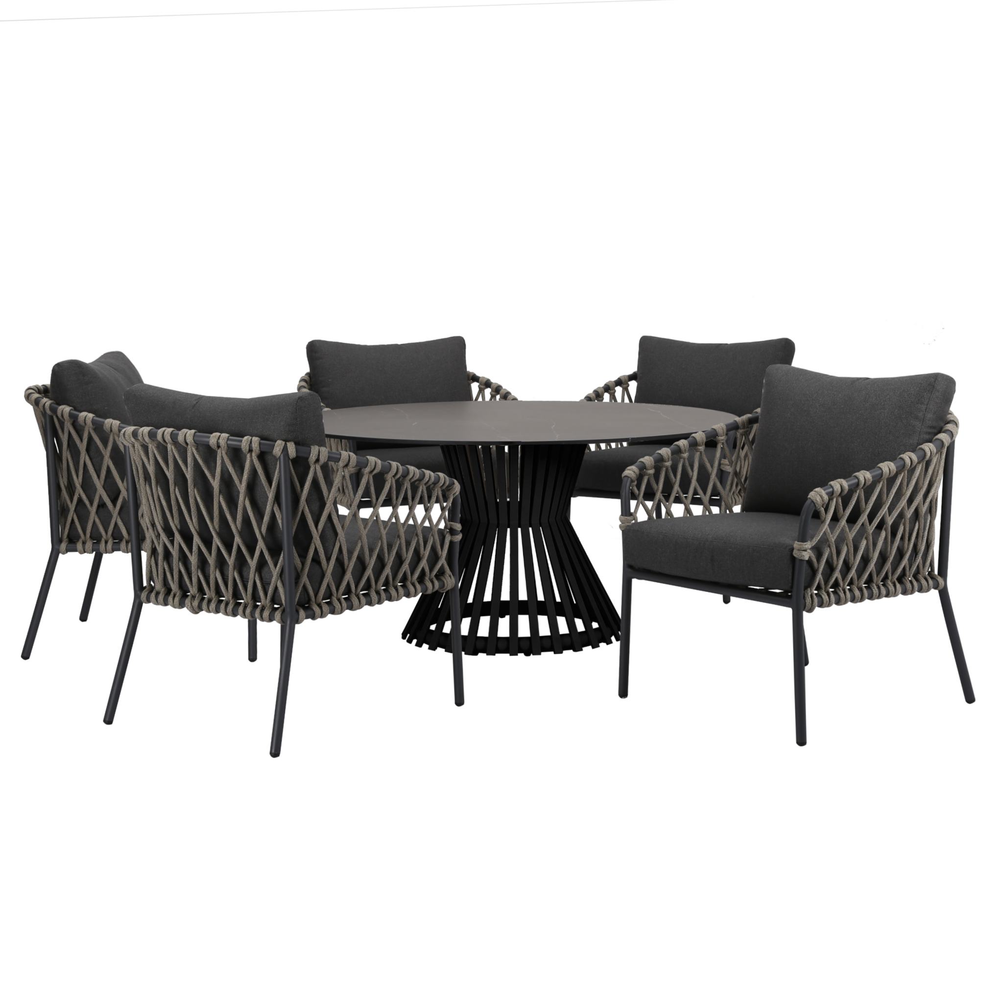 AVH-Collectie Amalfi Pasadena low dining tuinset 6 delig antraciet