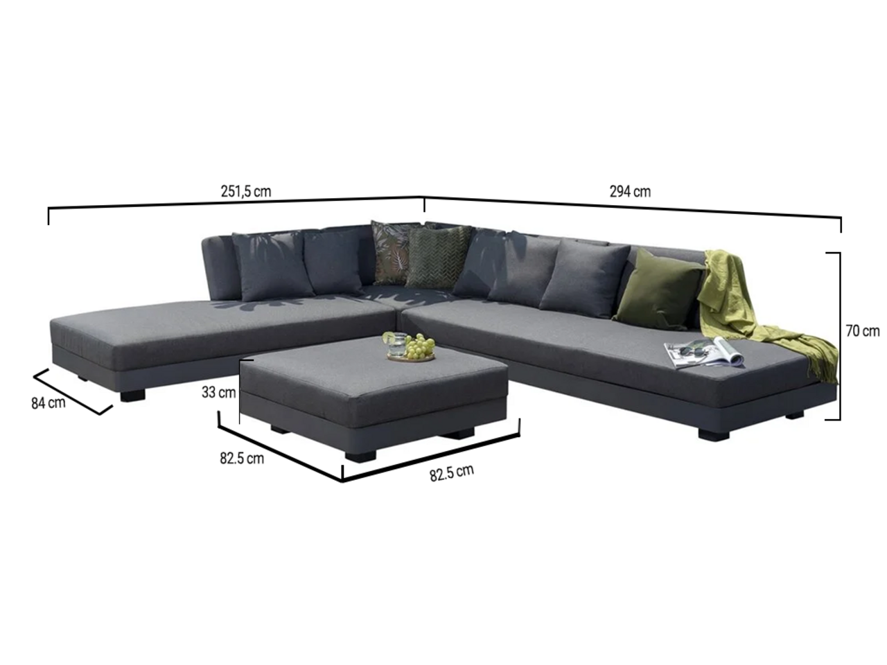AVH-Collectie Santa Monica hoek loungeset 4 delig aluminium antraciet AVH-Collectie Santa Monica hoek loungeset 4 delig aluminium antraciet