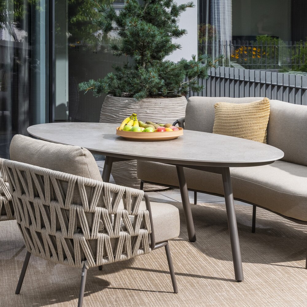 Taste 4SO Salute low dining tafel ovaal 220x105xH69 cm keramiek terre Taste 4SO