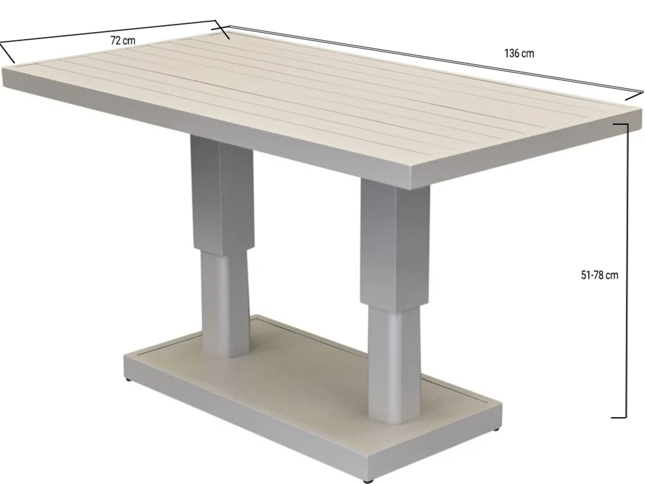 AVH-Collectie Saigon dining tuintafel aluminium latte in hoogte verstelbaar 136x72xH51/78 cm AVH-Collectie Saigon dining tuintafel aluminium latte in hoogte verstelbaar 136x72xH51/78 cm