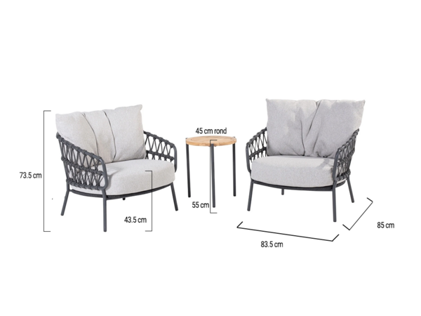 4 Seasons Outdoor Calpi lounge balkonset 3 delig rope 4 Seasons Outdoor 4 Seasons Outdoor Calpi lounge balkonset 3 delig rope 4 Seasons Outdoor