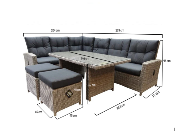 AVH-Collectie San Marino hoek dining loungeset verstelbaar 5-delig grijs AVH-Collectie San Marino hoek dining loungeset verstelbaar 5-delig grijs