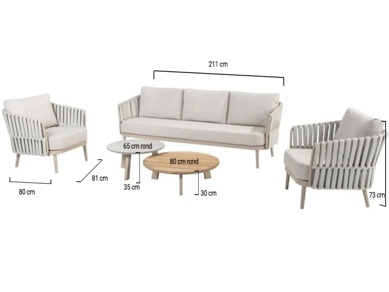 Taste 4SO Eva stoel bank loungeset 5 delig latte rope Taste 4SO Taste 4SO Eva stoel bank loungeset 5 delig latte rope Taste 4SO