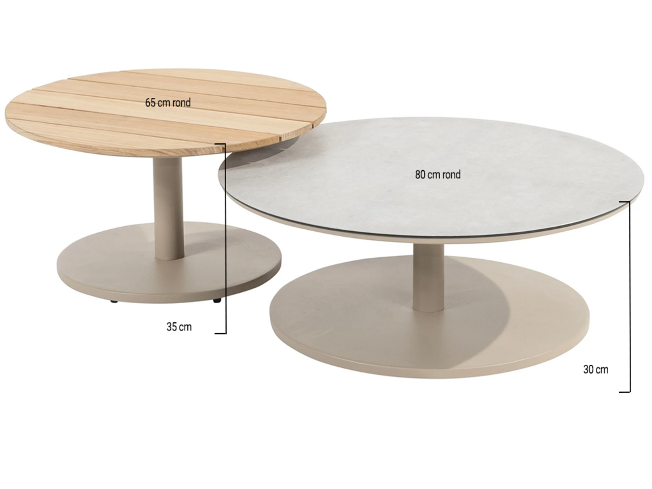 Taste 4SO Sara set loungetafels central pole 65 cm en 80 cm latte Taste 4SO Taste 4SO Sara set loungetafels central pole 65 cm en 80 cm latte Taste 4SO