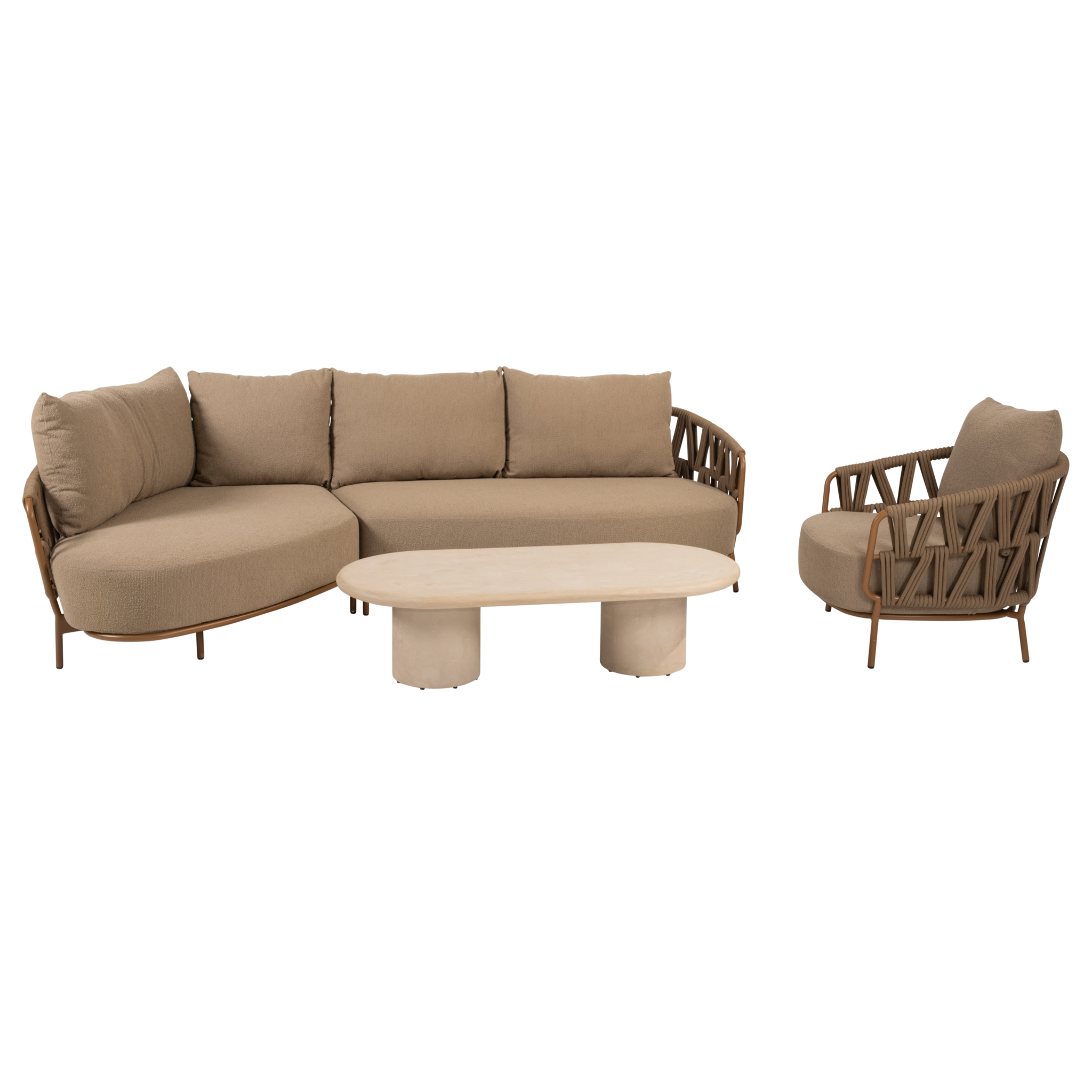 4 Seasons Outdoor Hampton Biarritz chaise longue loungeset 4 delig mortex amber 