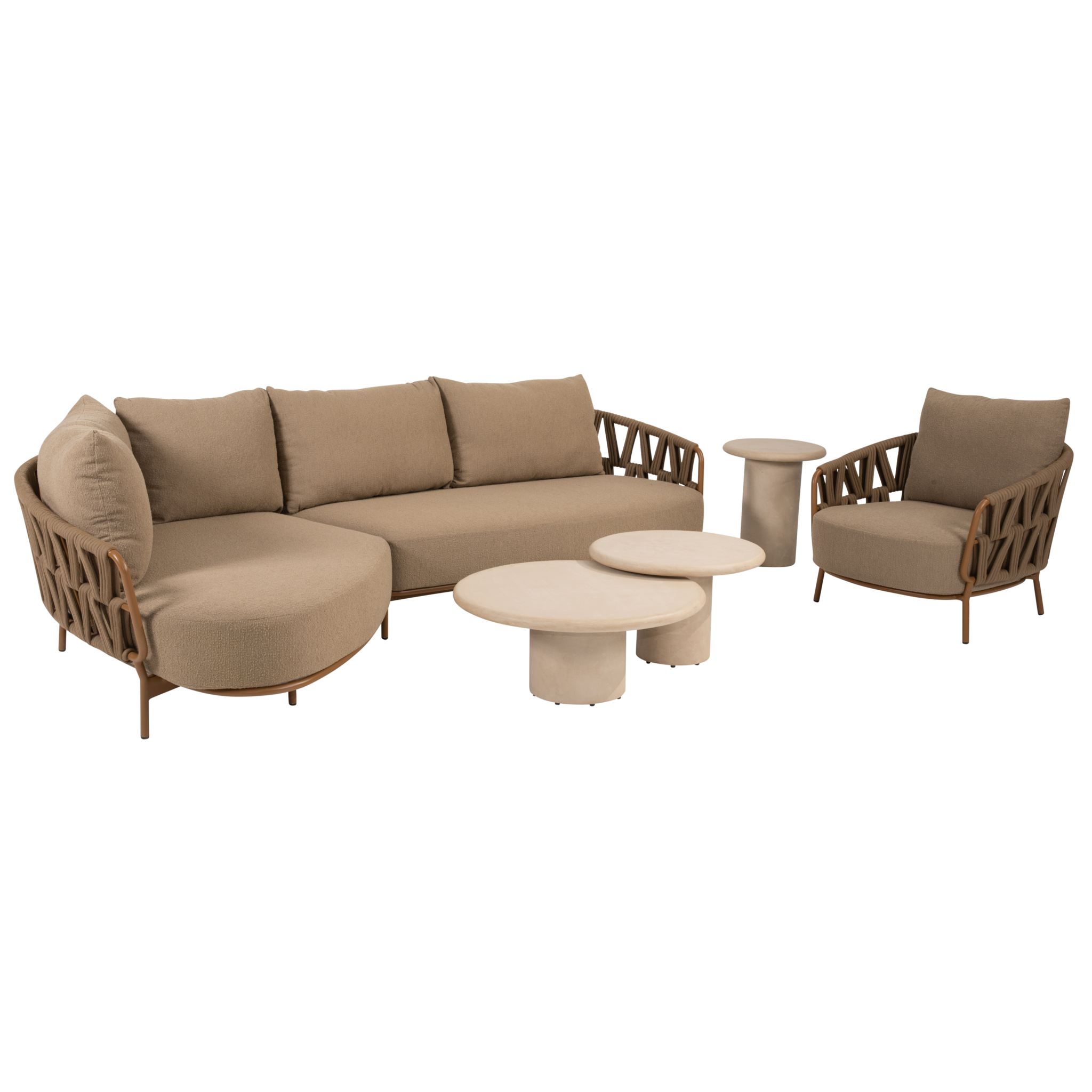 4 Seasons Outdoor Hampton Biarritz chaise longue loungeset 6 delig mortex amber 