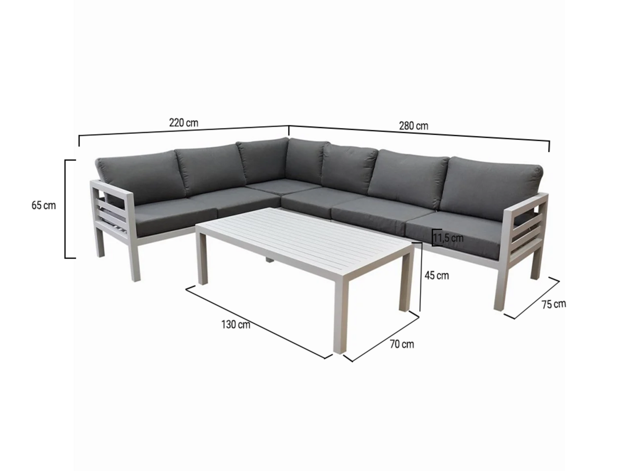 AVH-Collectie Fabri hoek loungeset 5 delig aluminium wit AVH-Collectie Fabri hoek loungeset 5 delig aluminium wit