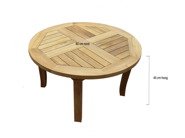 AVH-Collectie Rosanna lounge tuintafel 80x80xH45 cm rond teak AVH-Collectie Rosanna lounge tuintafel 80x80xH45 cm rond teak