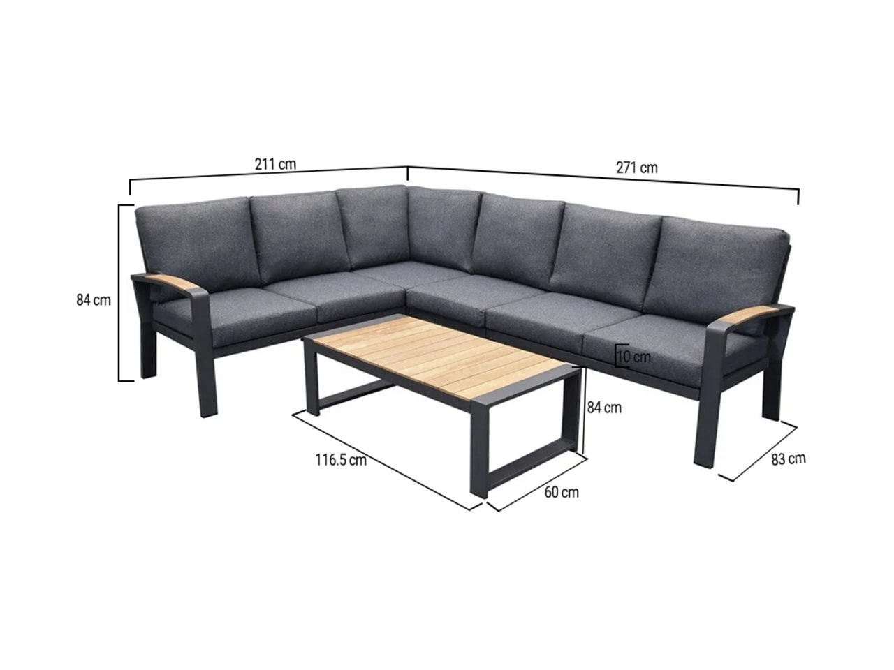 AVH-Collectie Costa Rica hoek loungeset 5 delig aluminium antraciet AVH-Collectie Costa Rica hoek loungeset 5 delig aluminium antraciet