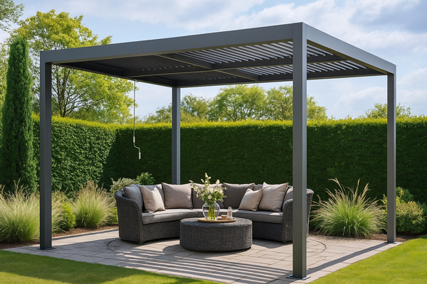 AVH-Collectie Riviera 3x3m lamellen overkapping aluminium antraciet AVH-Collectie Riviera 3x3m lamellen overkapping aluminium antraciet