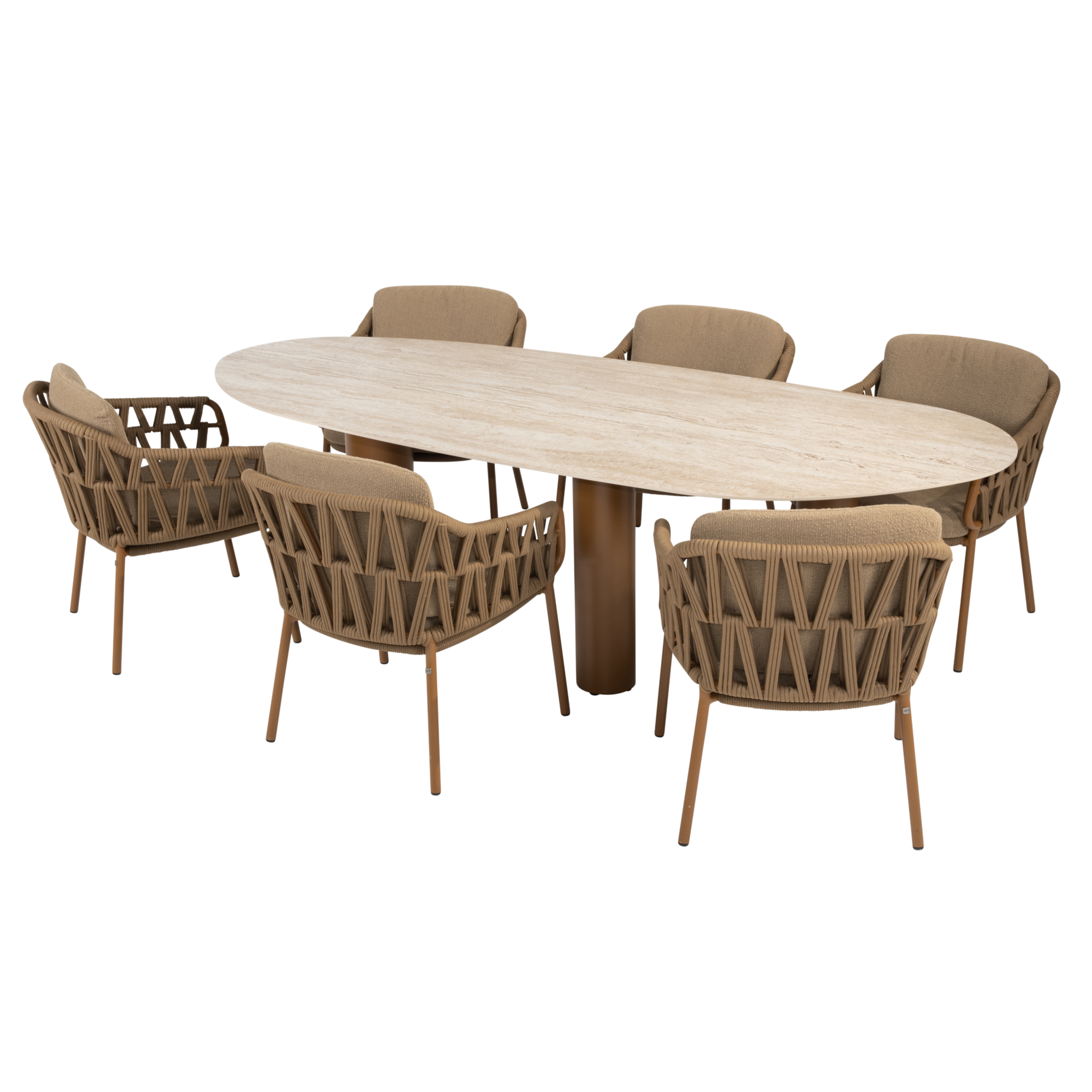 4 Seasons Outdoor Estate Biarritz dining tuinset 240x105xH75 cm mango 7 delig keramiek amber 