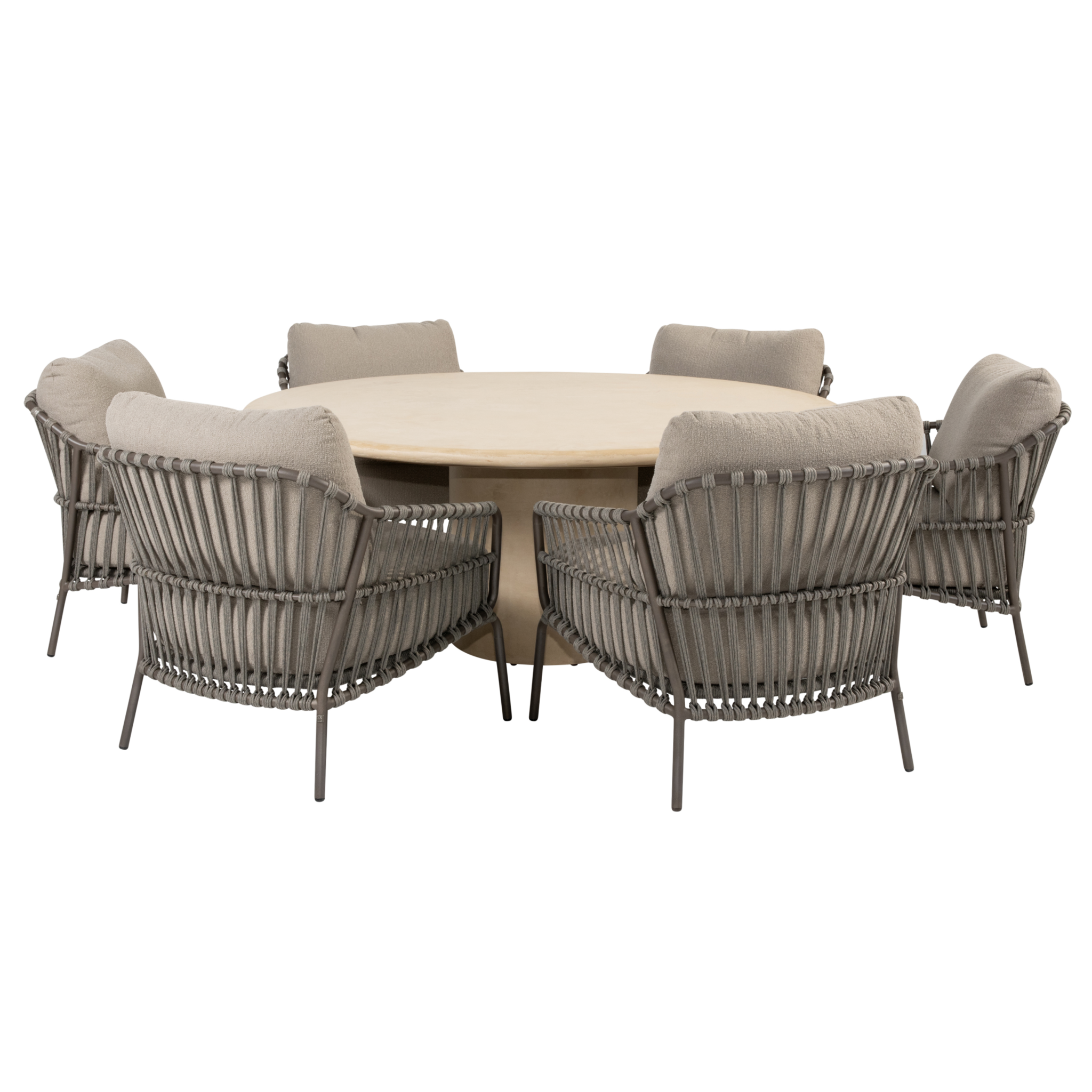 4 Seasons Outdoor Hampton Capalbio low dining tuinset 160xH69 cm rond 7 delig mortex terre 