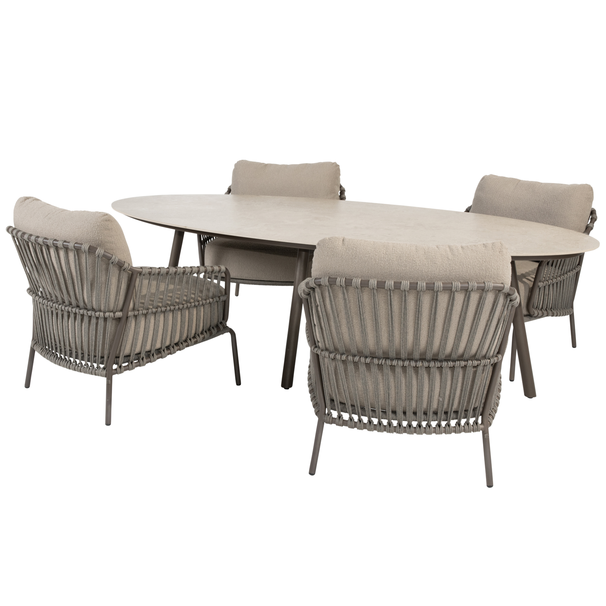 4 Seasons Outdoor Salute Capalbio low dining tuinset 220x105xH69 cm 5 delig keramiek terre 