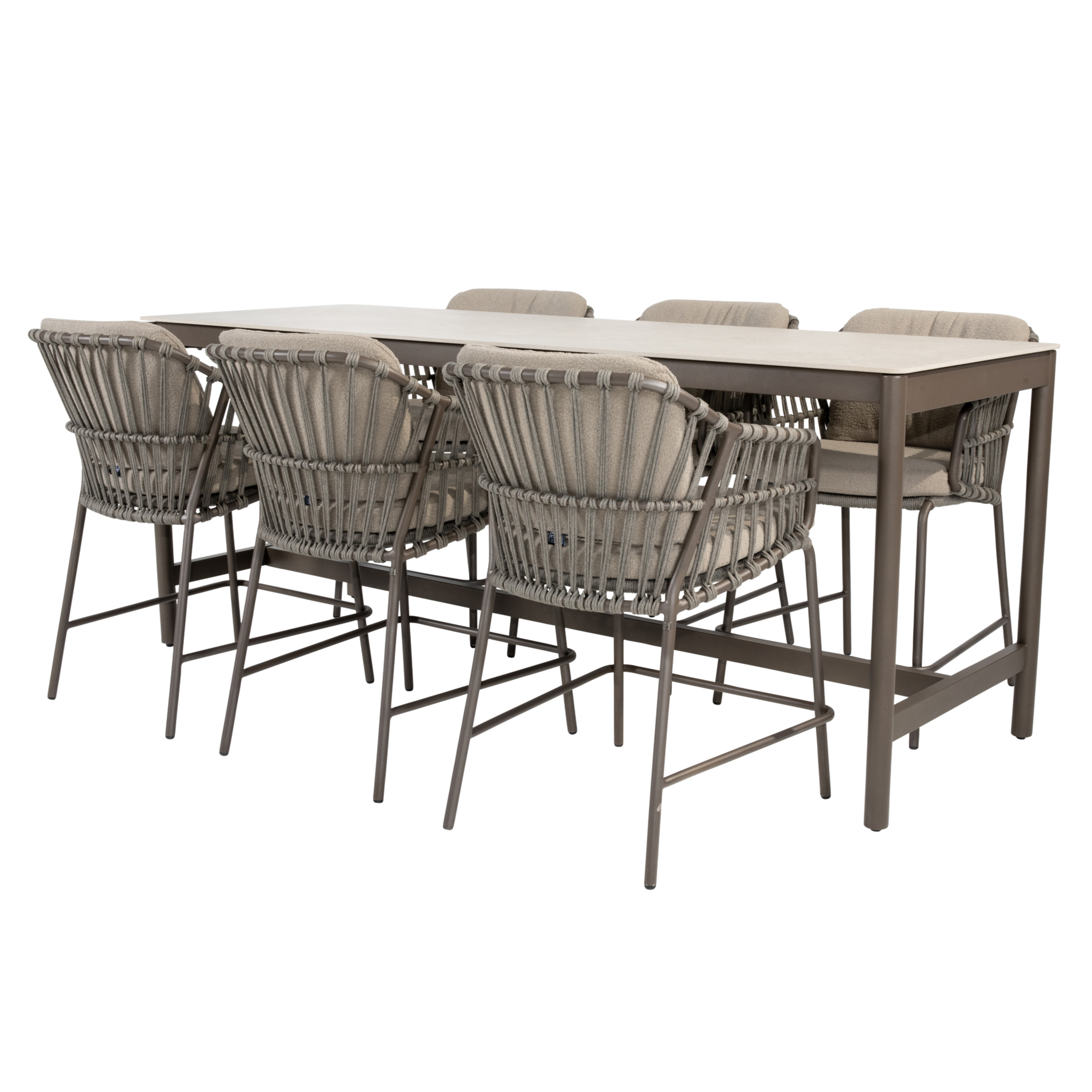 4 Seasons Outdoor Soho Capalbio high dining tuinset 220x75xH95 cm 7 delig keramiek terre 