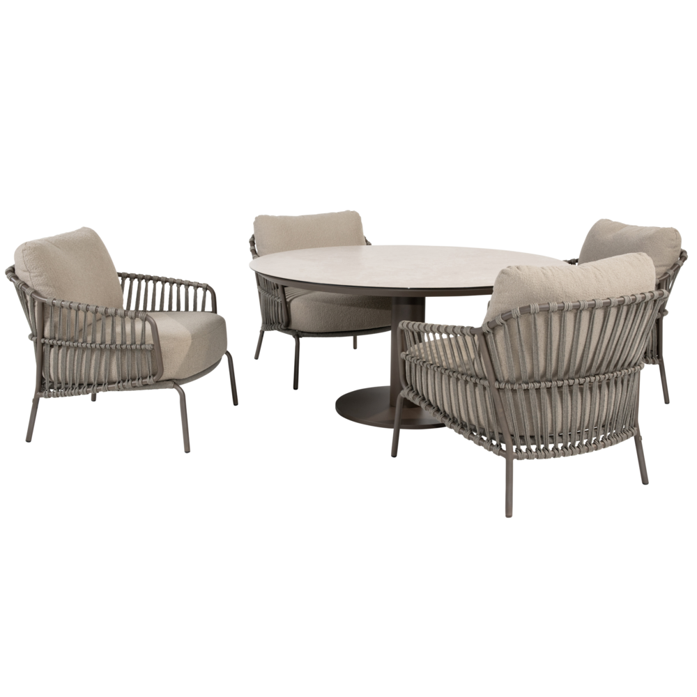 4 Seasons Outdoor Sarah Capalbio low dining tuinset 130xH69 cm rond 5 delig terre 4 Seasons Outdoor