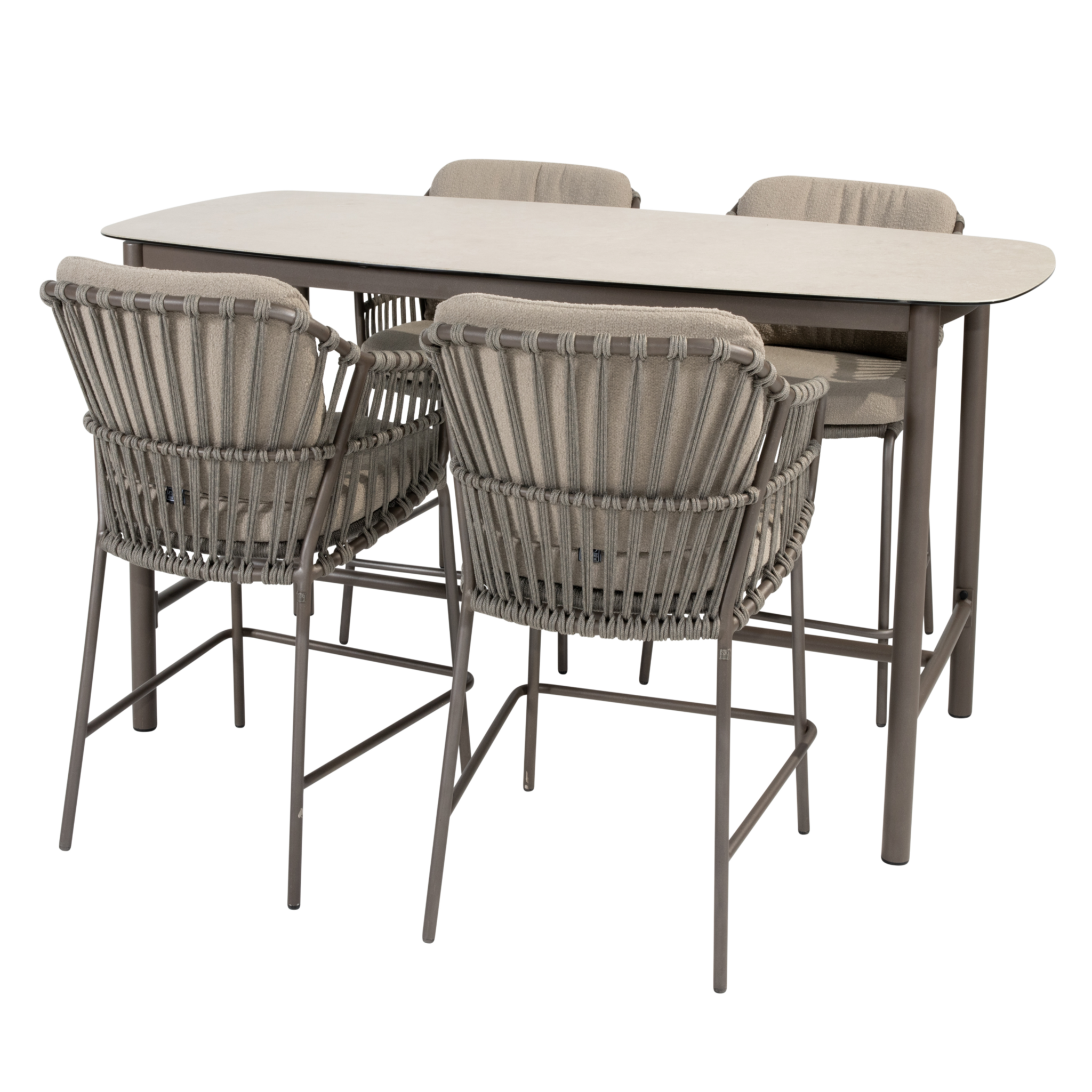 4 Seasons Outdoor Manolo Capalbio high dining tuinset 180x90xH90 cm 5 delig keramiek terre 