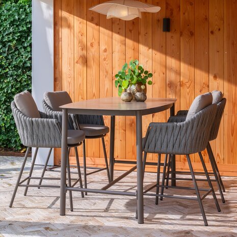4 Seasons Outdoor Manolo Capalbio high dining tuinset 180x90xH90 cm 5 delig keramiek terre 4 Seasons Outdoor