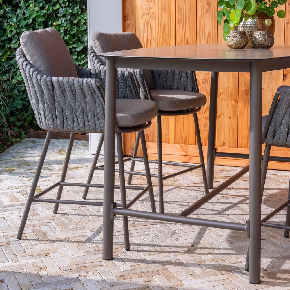 4 Seasons Outdoor Manolo Capalbio high dining tuinset 180x90xH90 cm 5 delig keramiek terre 4 Seasons Outdoor