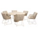 4 Seasons Outdoor Hampton Fabrice dining tuinset 160xH75 cm 7 delig rond mortex latte 4 Seasons Outdoor