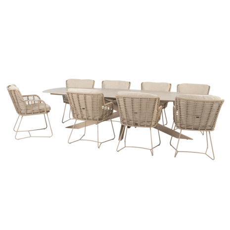 4 Seasons Outdoor Prado Fabrice dining tuinset 300x110xH75 cm 9 delig keramiek latte 4 Seasons Outdoor
