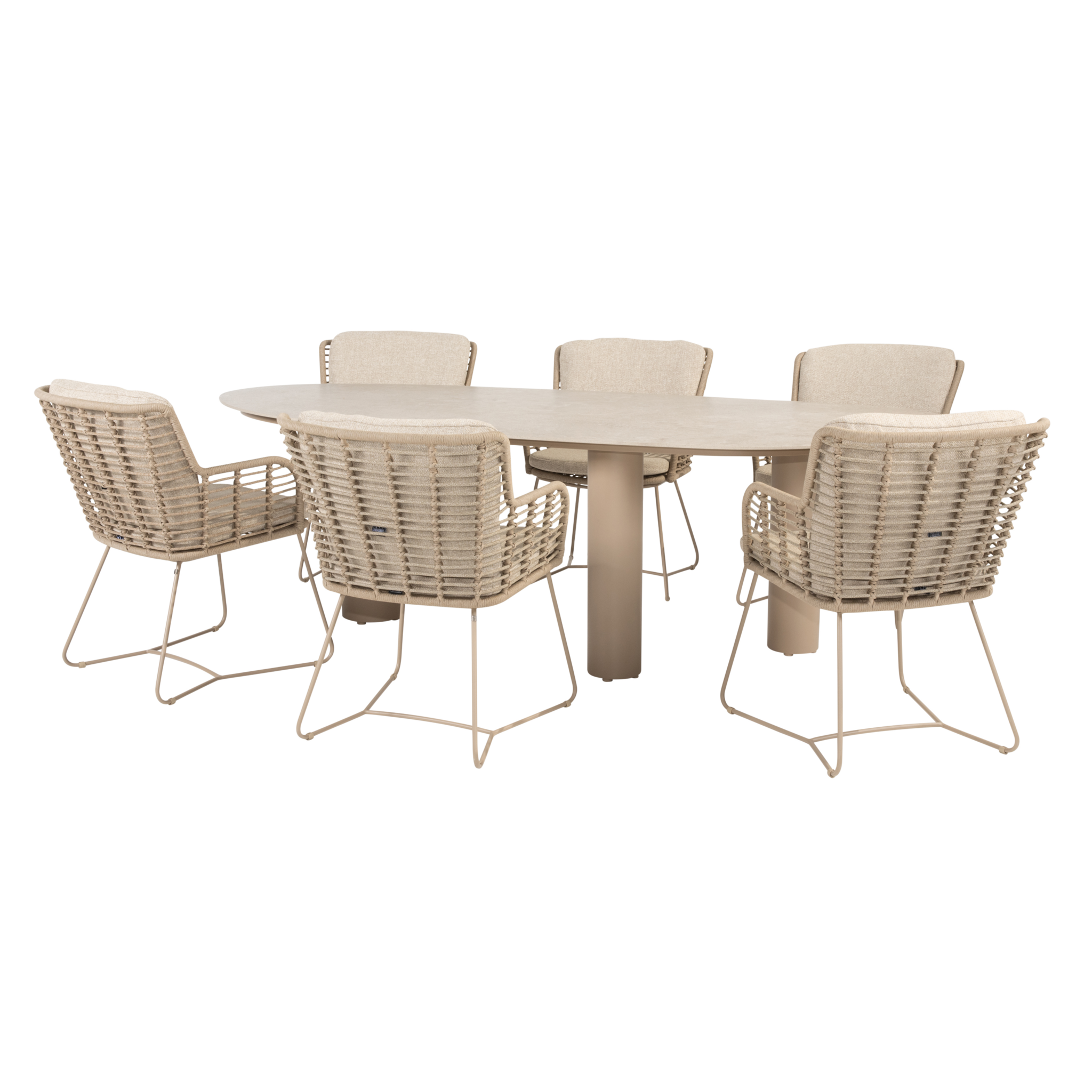 4 Seasons Outdoor Estate Fabrice dining tuinset 240x105xH75 cm 7 delig keramiek latte 