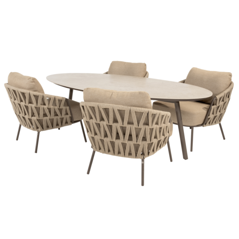 4 Seasons Outdoor Salute Mallorca low dining tuinset 220x105xH69 cm 5 delig keramiek terre 4 Seasons Outdoor 4 Seasons Outdoor Salute Mallorca low dining tuinset 220x105xH69 cm 5 delig keramiek terre 4 Seasons Outdoor