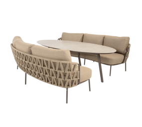 4 Seasons Outdoor Salute Mallorca low dining tuinset 220x105xH69 cm 3 delig keramiek terre 4 Seasons Outdoor 4 Seasons Outdoor Salute Mallorca low dining tuinset 220x105xH69 cm 3 delig keramiek terre 4 Seasons Outdoor