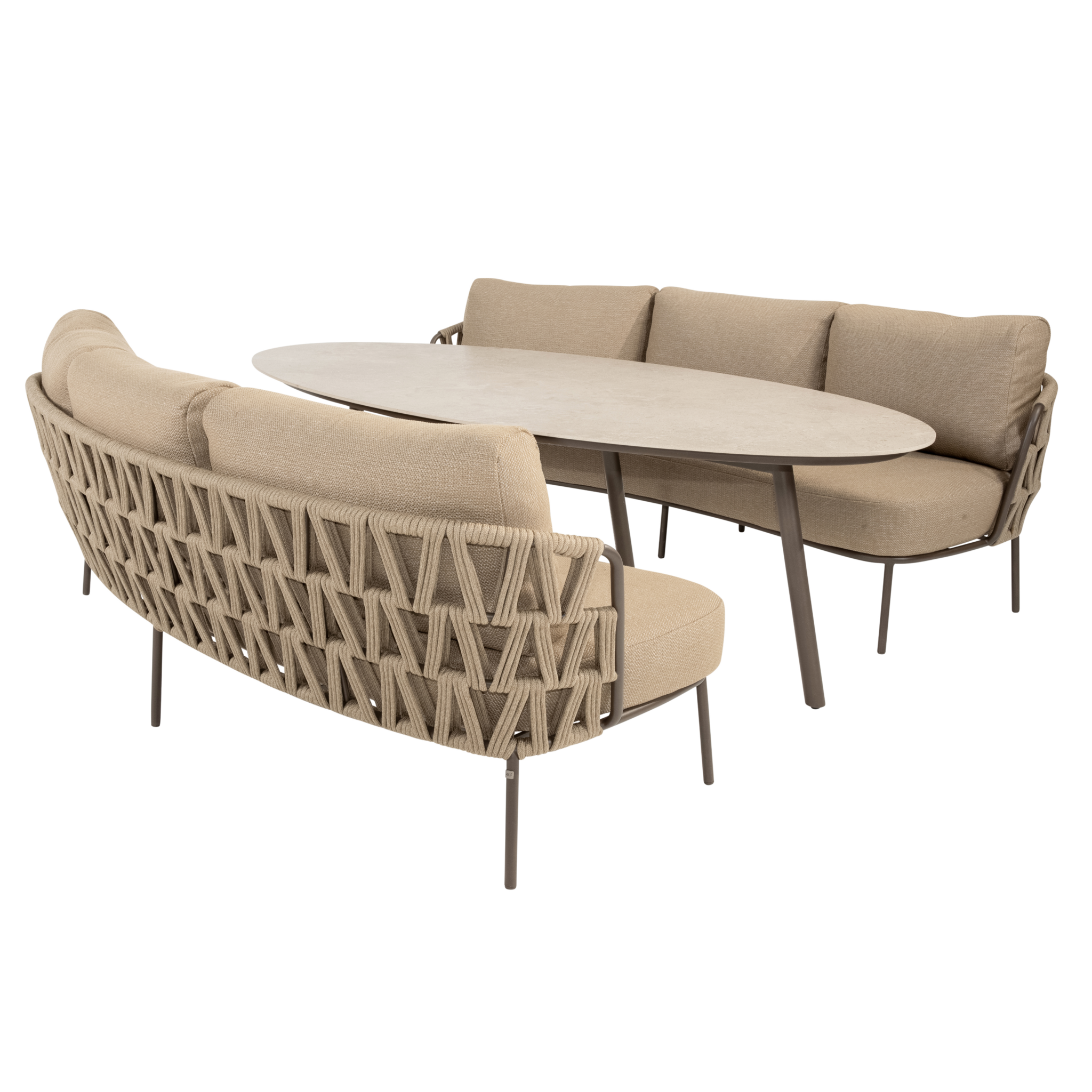 4 Seasons Outdoor Salute Mallorca low dining tuinset 220x105xH69 cm 3 delig keramiek terre 