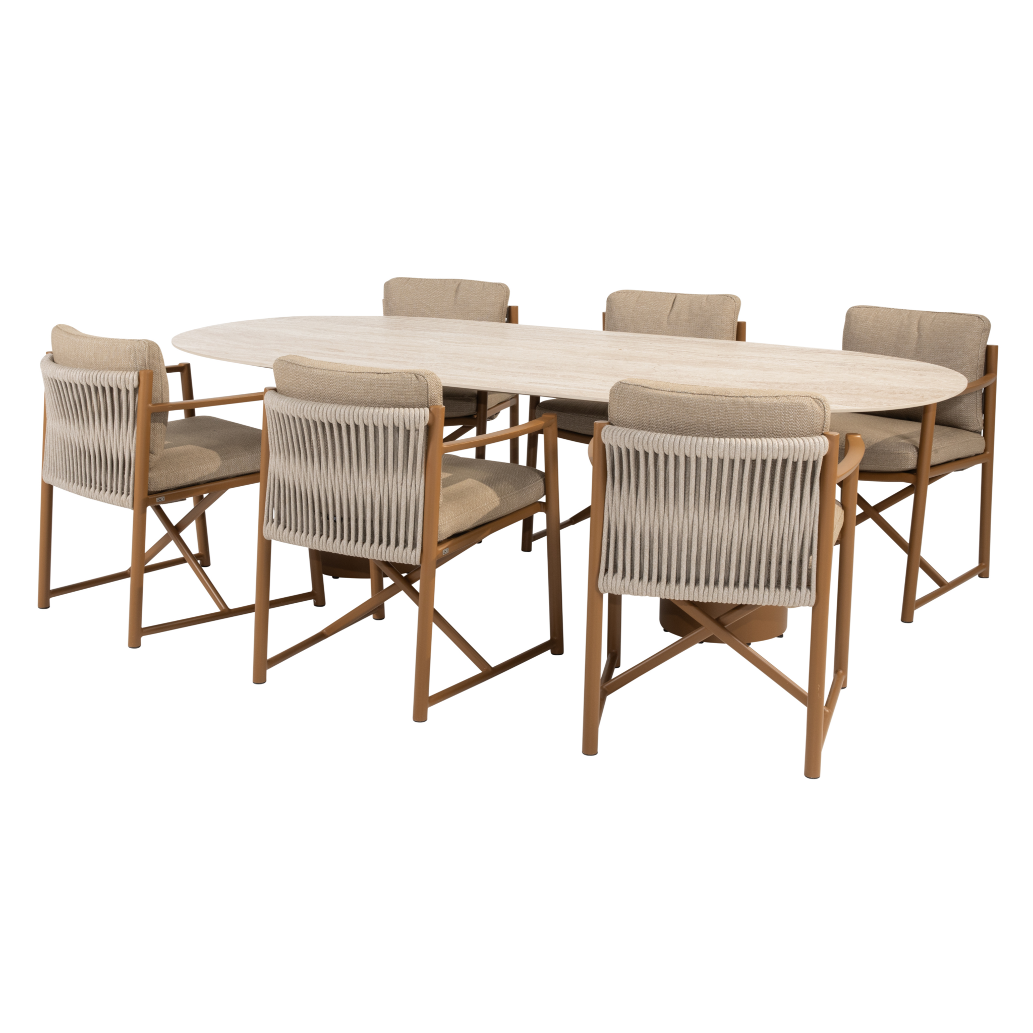 4 Seasons Outdoor Colorado Marina dining tuinset 240x105xH75 cm 7 delig keramiek amber 