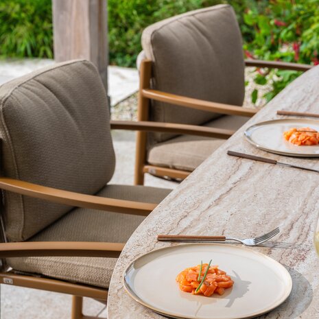 4 Seasons Outdoor Colorado Marina dining tuinset 160xH75 cm rond 7 delig keramiek amber 4 Seasons Outdoor