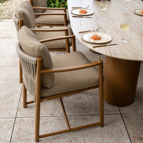 4 Seasons Outdoor Hampton Marina dining tuinset 240x105xH75 cm 7 delig mortex amber 4 Seasons Outdoor