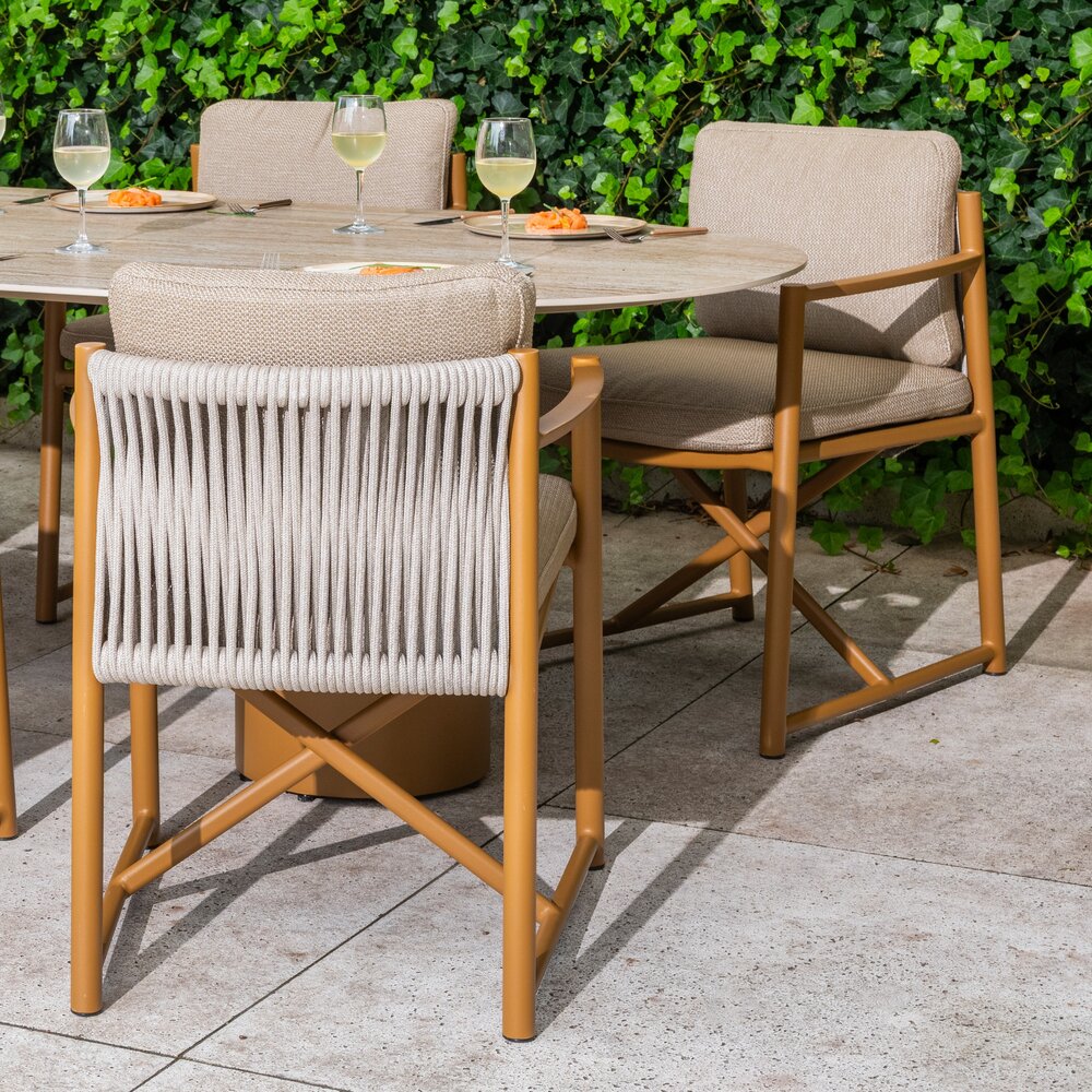 4 Seasons Outdoor Hampton Marina dining tuinset 240x105xH75 cm 7 delig mortex amber 4 Seasons Outdoor