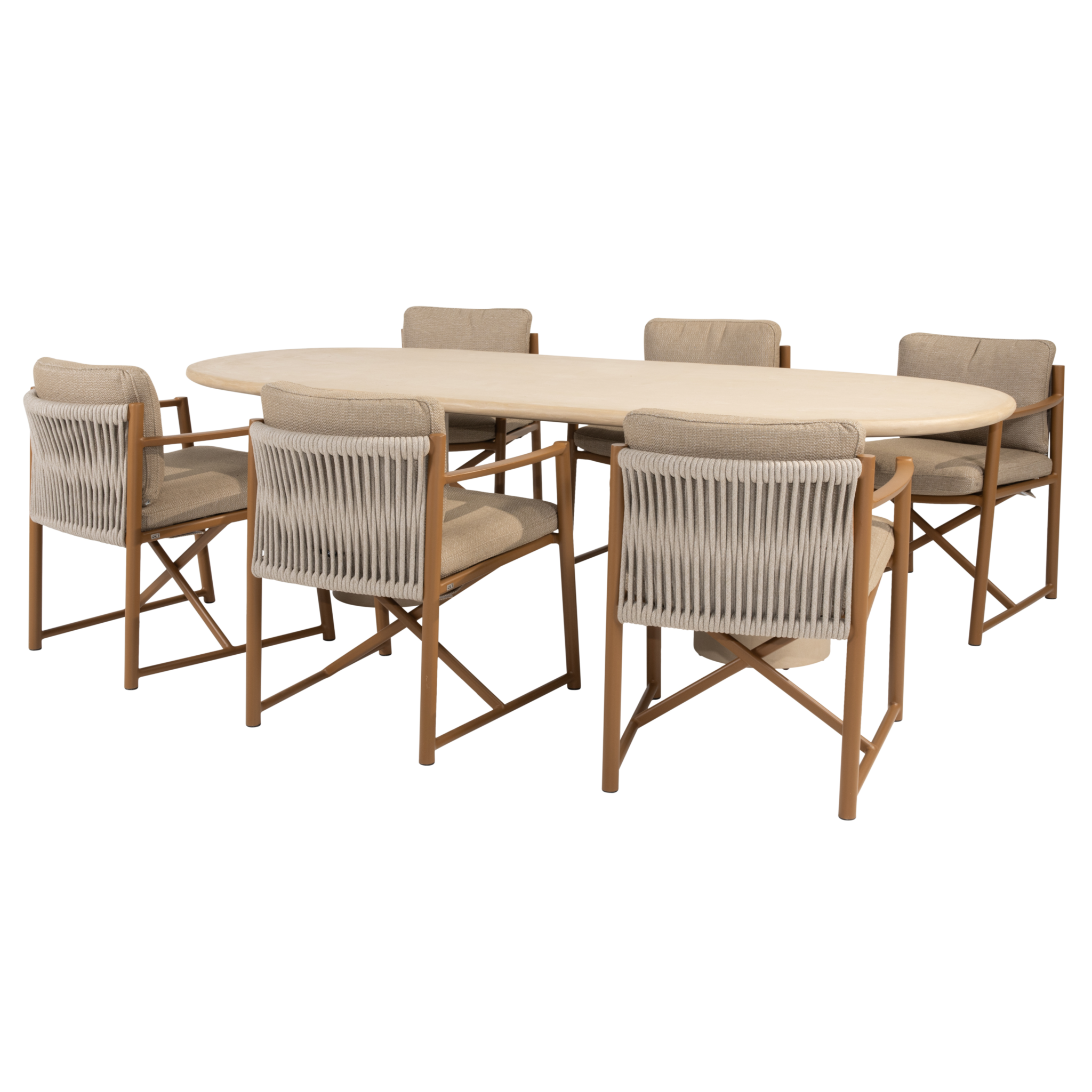 4 Seasons Outdoor Hampton Marina dining tuinset 240x105xH75 cm 7 delig mortex amber 