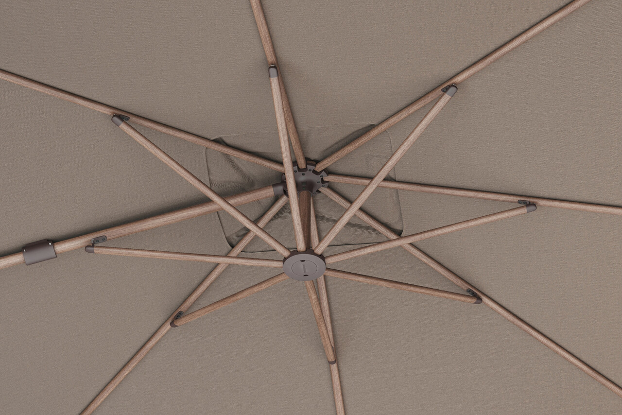 Platinum Nexus T2 premium zweefparasol 300x300 cm mocha mast havana