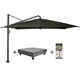 Platinum Icon premium zweefparasol 400x300 cm faded black met 150 KG voet en hoes