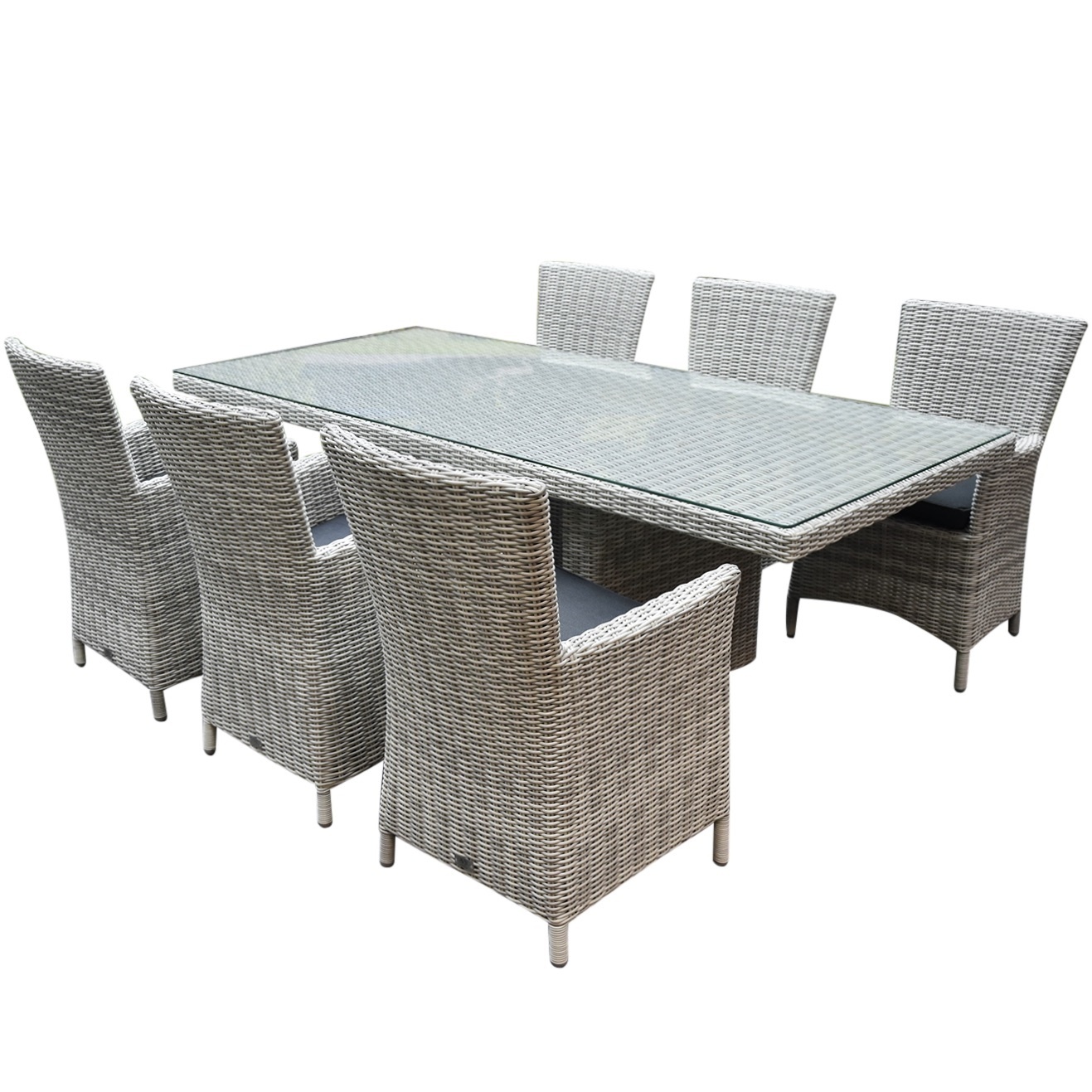 AVH-Collectie Showroommodel Capri Menorca dining tuinset 220x100xH75 cm 7-delig wit/grijs
