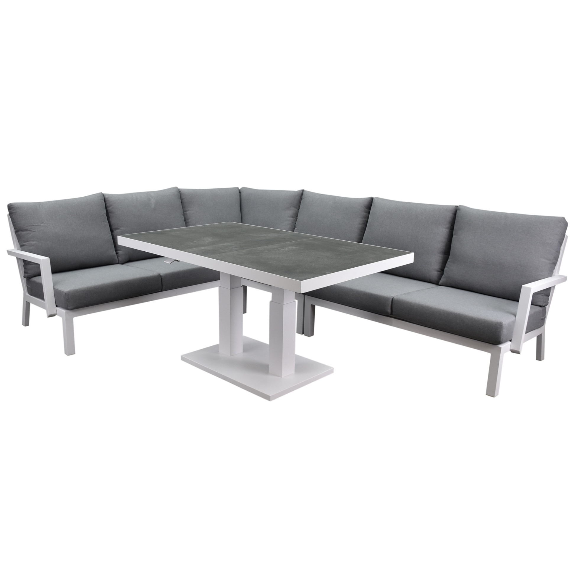 AVH-Collectie Showroommodel New York dining hoek loungeset 5 delig verstelbare tafel wit