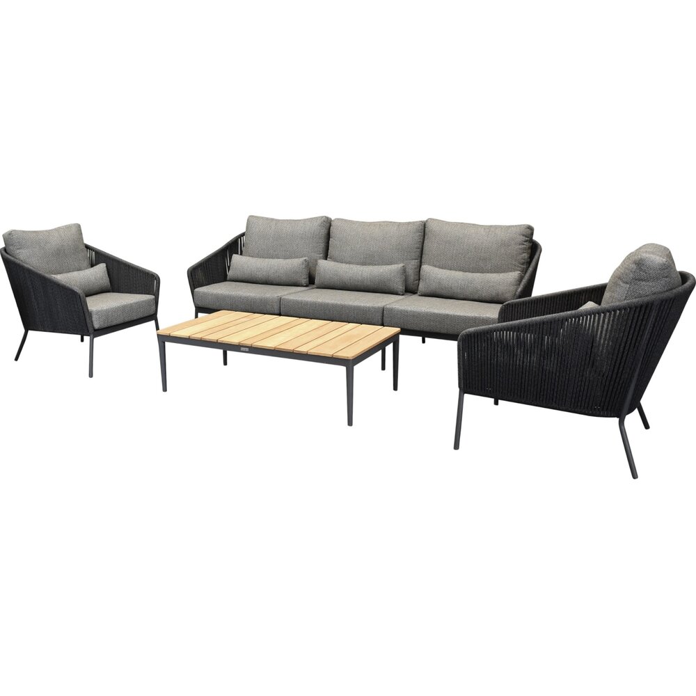 AVH-Collectie Showroommodel Costa stoel bank loungeset 4 delig rope antraciet