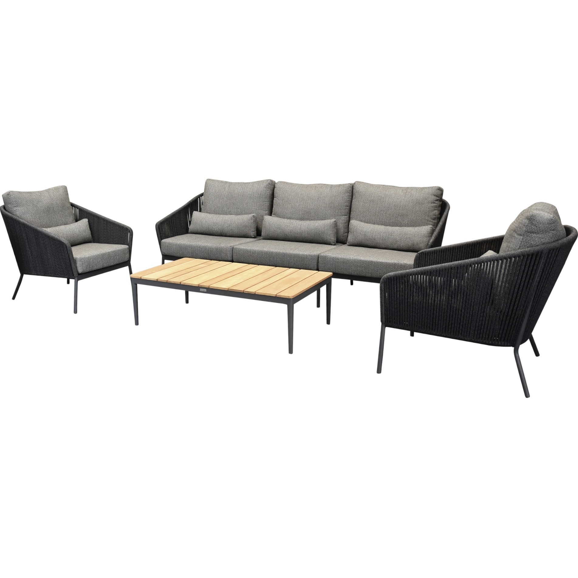 AVH-Collectie Showroommodel Costa stoel bank loungeset 4 delig rope antraciet