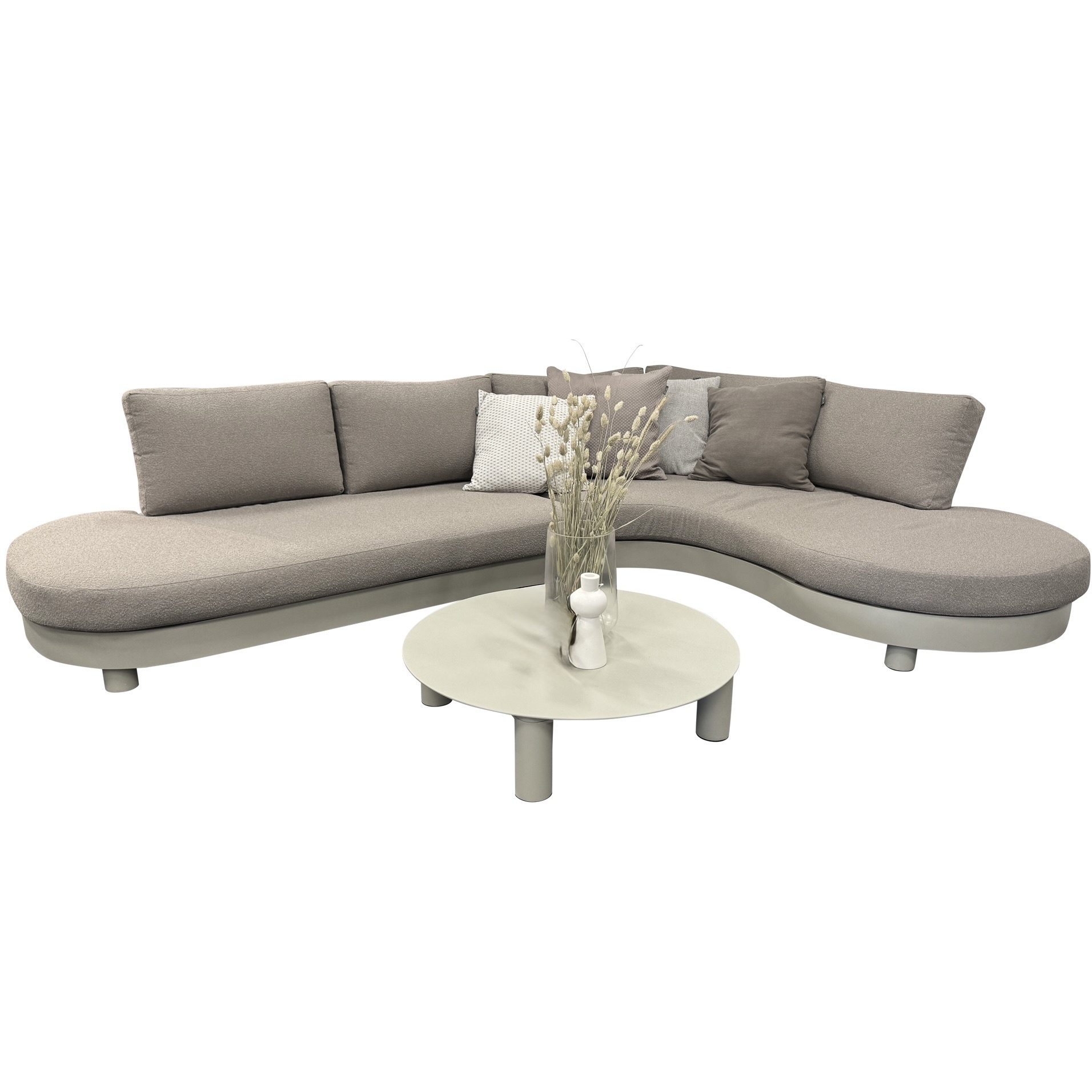 AVH-Collectie Showroommodel Costa Azzura organische hoek loungeset 3 delig aluminium latte zand