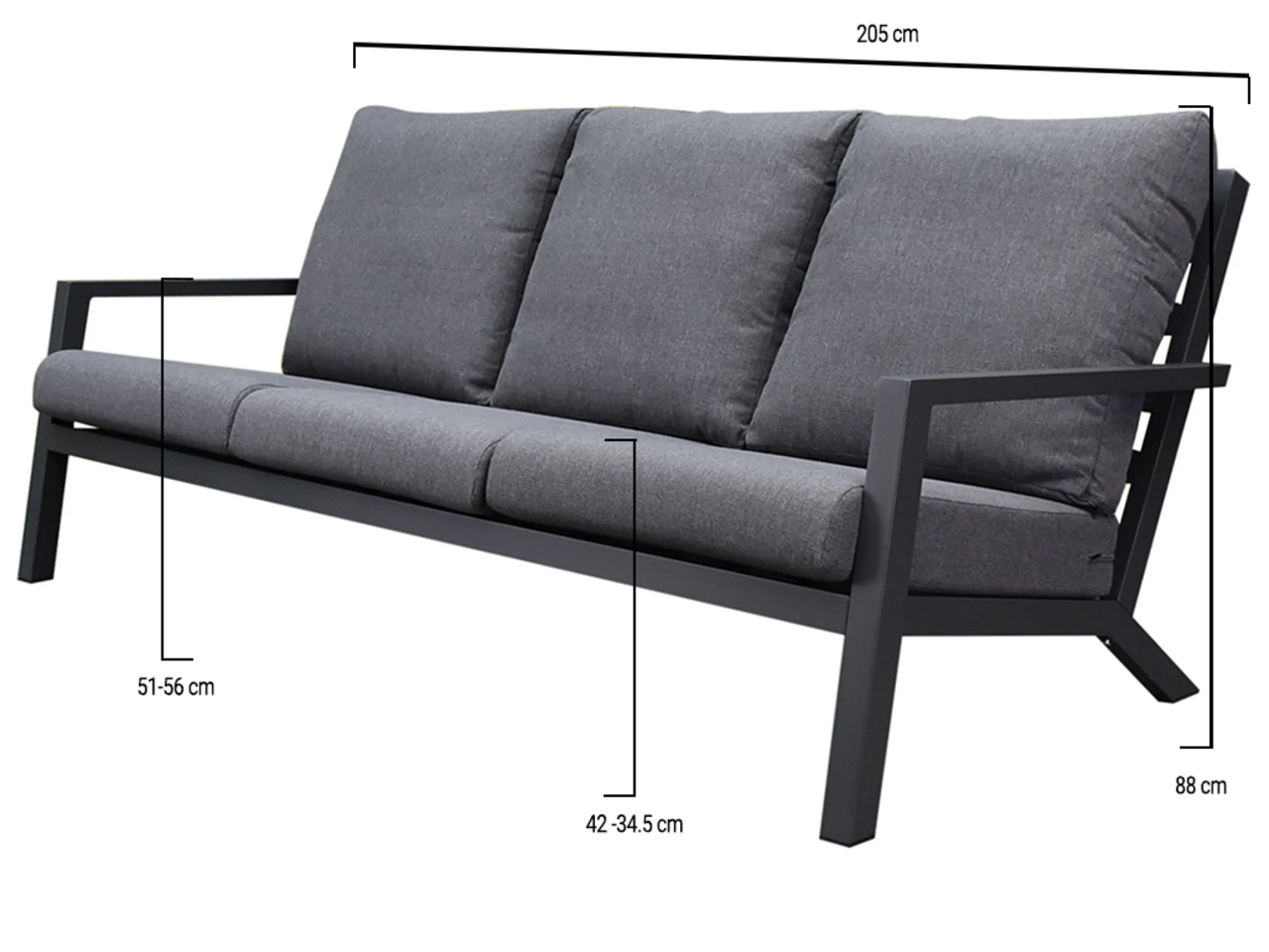 AVH-Collectie Malaga 3-zitsbank aluminium antraciet AVH-Collectie Malaga 3-zitsbank aluminium antraciet