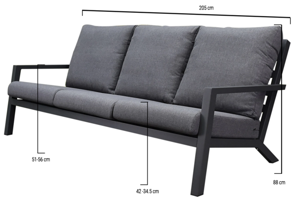 AVH-Collectie Malaga 3-zitsbank aluminium antraciet AVH-Collectie Malaga 3-zitsbank aluminium antraciet